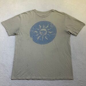 Vintage Mad Engine T-Shirt Celestial Sun Graphic Print Y2K Mens Size Large Beige